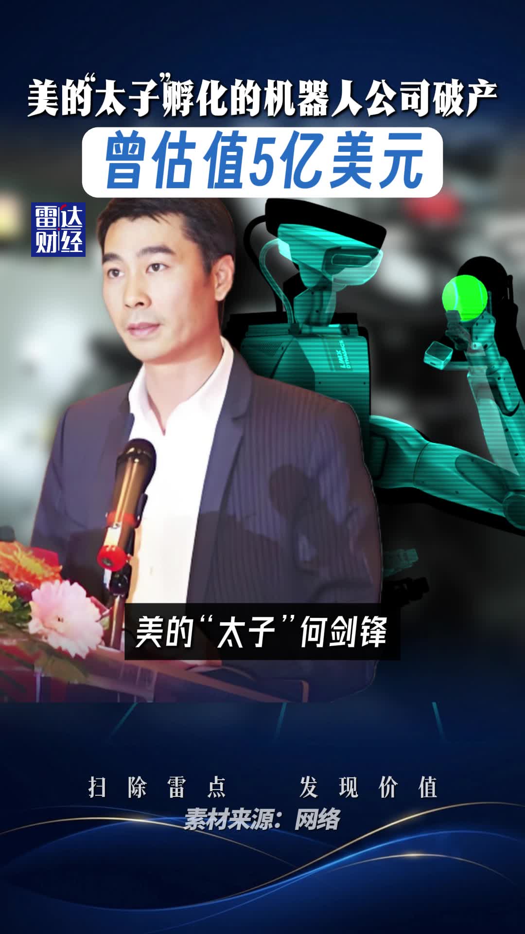美的“太子”孵化的机器人公司破产，曾估值5亿美元